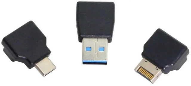 Main image of AJMRTC 3Pack USB 3.1 Gen2 TypeE Female to Male TypeA & TypeC Angled Adapter, 10Gbps Motherboard Front Panel Header Internal Extension Converter for Desktop PC Mainboard Chassis USB Data Transfer