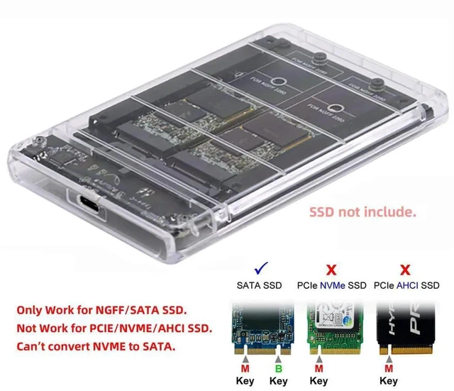 Alt view image 3 of 7 - AJMRTC Dual NGFF B+MKey M.2 SSD Adapter Card, JOBD Raid0 Span Bridge Converter to USB3.0 TypeC, Combo Enclosure Support 2.5Inch SATA HDD SSD for Desktop Laptop Data Storage Expansion