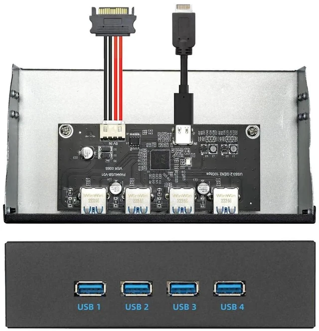 Main image of AJMRTC 10Gbps USB3.1 Gen2 4Port TypeA Front Panel Hub Cable, TypeE Motherboard Internal Connector for 5.25Inch CDROM Bay Tray, Desktop Chassis Internal USB Expansion Cable for DIY PC Building