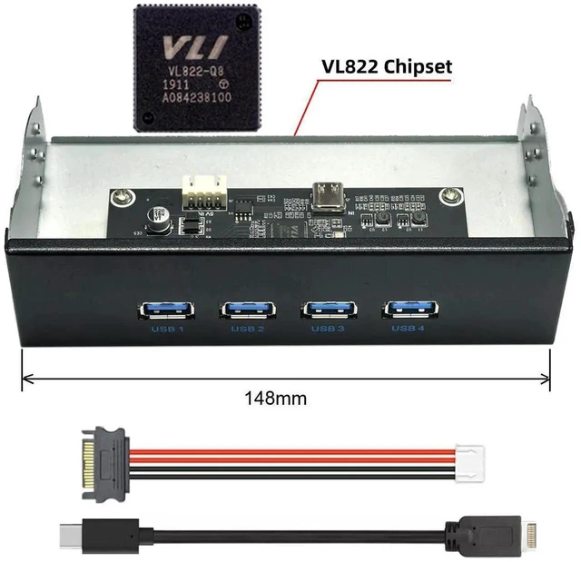 Alt view image 6 of 7 - AJMRTC 10Gbps USB3.1 Gen2 4Port TypeA Front Panel Hub Cable, TypeE Motherboard Internal Connector for 5.25Inch CDROM Bay Tray, Desktop Chassis Internal USB Expansion Cable for DIY PC Building