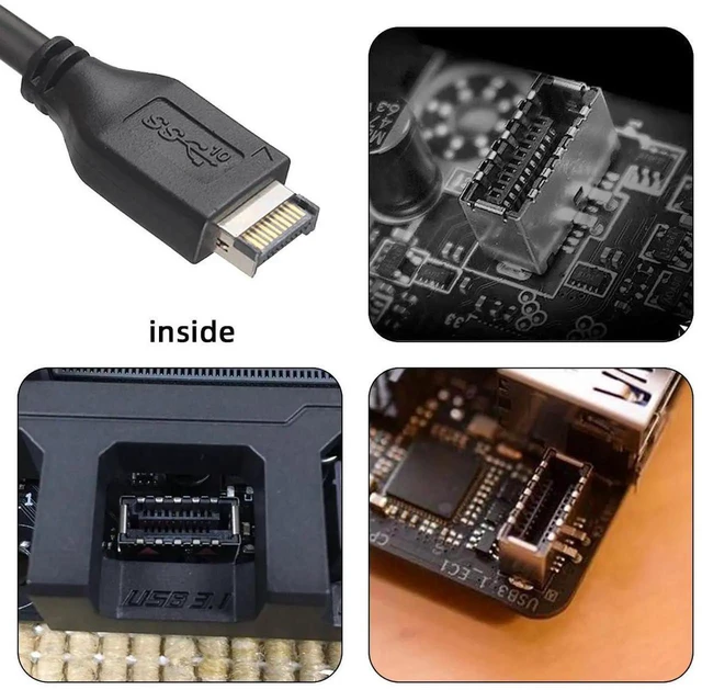 Alt view image 2 of 7 - AJMRTC 10Gbps USB3.1 Gen2 4Port TypeA Front Panel Hub Cable, TypeE Motherboard Internal Connector for 5.25Inch CDROM Bay Tray, Desktop Chassis Internal USB Expansion Cable for DIY PC Building