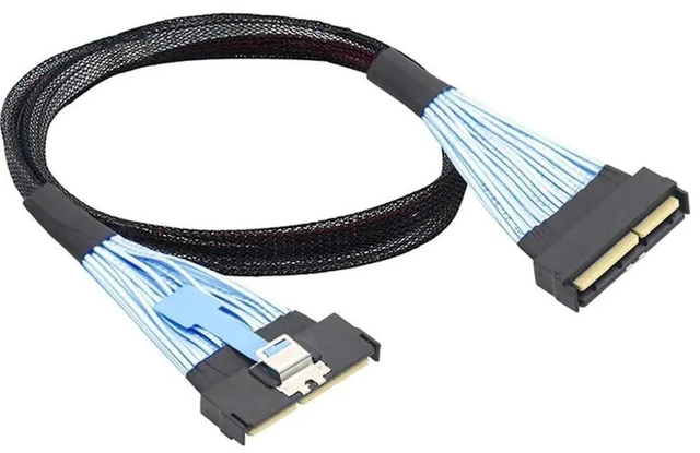 Main image of AJMRTC 50cm MCIO SFFTA1016 Extension Cable with Pull Tab, PCIE 5.0 X16 124Pin Male to 124Pin Male Mini Cool Edge IO STR Extender Cord for Server NVMe HighSpeed Storage