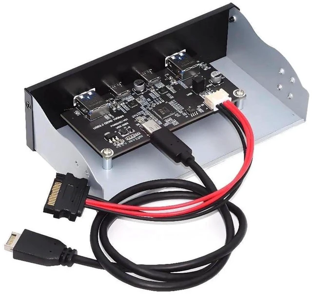 Main image of AJMRTC 5.25Inch Bay Internal FrontPanel USB Hub, 4Port USB3.1 Gen2 (2×TypeA + 2×TypeC), Connect via Motherboard TypeE Header, 10Gbps for Desktop PC DIY Chassis Upgrade