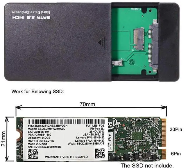 Alt view image 7 of 7 - AJMRTC USBC SSD Enclosure for ThinkPad X1 Carbon 20+6Pin SATA SSD, USBC to 20+6Pin Hard Disk External Case, Portable Storage Adapter for OldGen X1 Carbon Proprietary SATA SSD