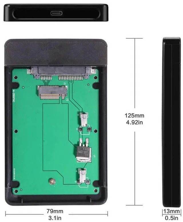Alt view image 4 of 7 - AJMRTC USBC SSD Enclosure for ThinkPad X1 Carbon 20+6Pin SATA SSD, USBC to 20+6Pin Hard Disk External Case, Portable Storage Adapter for OldGen X1 Carbon Proprietary SATA SSD
