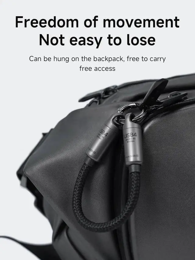 Alt view image 4 of 7 - AJMRTC 0.5ft Grey Keychain USB4C toC Short Cable, 80Gbps 240W PD Fast Charging, 8K@60Hz Video, Lanyard TypeC Cord for iPhone 17 16 15 Pro Max, iPad Pro, Thunderbolt 5/4/3, External NVMe SSD