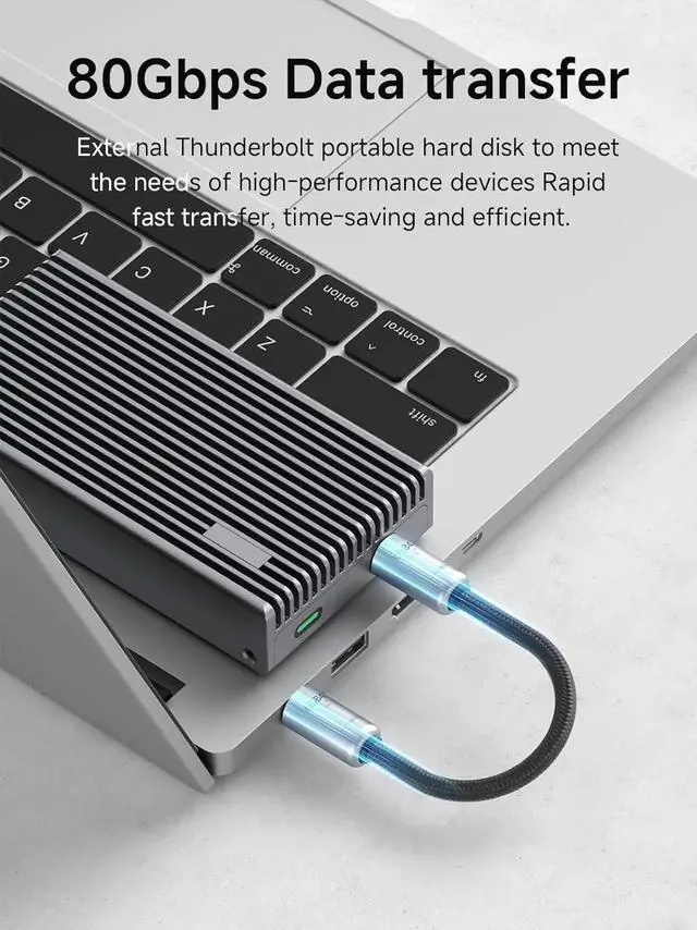 Alt view image 5 of 7 - AJMRTC 0.5ft Grey Keychain USB4C toC Short Cable, 80Gbps 240W PD Fast Charging, 8K@60Hz Video, Lanyard TypeC Cord for iPhone 17 16 15 Pro Max, iPad Pro, Thunderbolt 5/4/3, External NVMe SSD