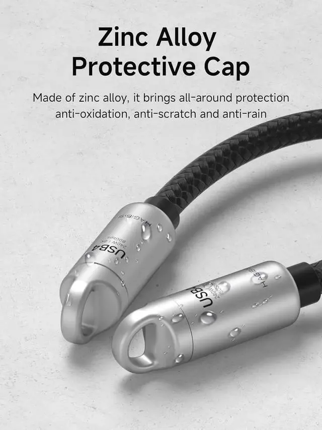 Alt view image 3 of 7 - AJMRTC 0.5ft Silver Keychain USB4 CtoC Short Cable, 80Gbps 240W PD Fast Charging, 8K@60Hz Video, Lanyard TypeC Cord for iPhone 17 16 15 Pro Max, iPad Pro, Thunderbolt 5/4/3, External SSD