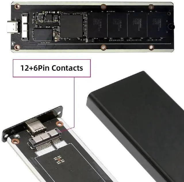 Alt view image 3 of 7 - AJMRTC 6+12Pin Apple SSD Enclosure, USB3.0 TypeC 5Gbps External Hard Drive Case for 20102011 MacBook Air A1369 A1370 Proprietary SSD, Repurpose Old Mac SSD as Portable Mobile Storage