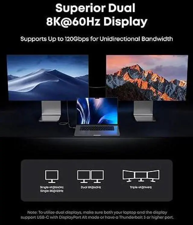 Alt view image 5 of 5 - AJMRTC 3.3FT Thunderbolt 5 Certified USBC to USBC Cable, 80Gbps Data Transfer, 240W PD Fast Charging, Up to 120Gbps BandwidthBoost, 8K 4K Video for iPhone 16, MacBook, Docking Station, External NVM
