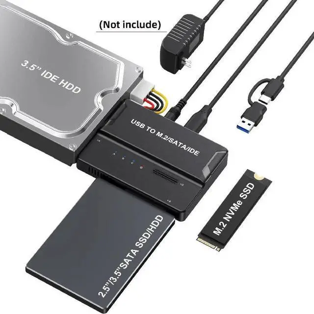 Alt view image 5 of 7 - AJMRTC MultiFormat External Storage Enclosure PCBA, USB3.0 TypeC to Dual M.2 MKey NVMe + 2.5/3.5 Inch SATA + 40Pin IDE Combo Hard Drive Case, MultiInterface Adapter for Old&New HDD SSD Data Res