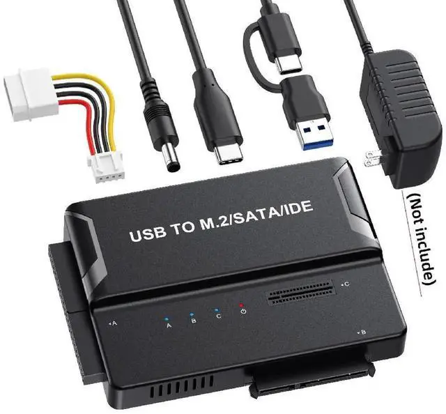 Alt view image 6 of 7 - AJMRTC MultiFormat External Storage Enclosure PCBA, USB3.0 TypeC to Dual M.2 MKey NVMe + 2.5/3.5 Inch SATA + 40Pin IDE Combo Hard Drive Case, MultiInterface Adapter for Old&New HDD SSD Data Res