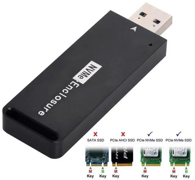 Alt view image 3 of 7 - AJMRTC USB3.1 Gen2 M.2 NVMe MKey SSD Enclosure, 10Gbps USBC External Hard Drive Case, Portable Storage Adapter for 2230 2242Size PCIe MKey NGFF NVMe SSD, ToolFree Installation