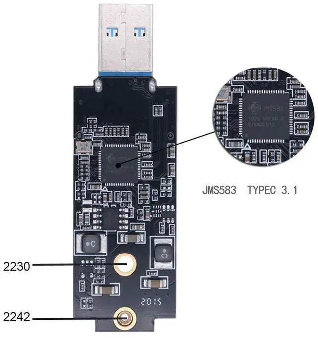 Alt view image 7 of 7 - AJMRTC USB3.1 Gen2 M.2 NVMe MKey SSD Enclosure, 10Gbps USBC External Hard Drive Case, Portable Storage Adapter for 2230 2242Size PCIe MKey NGFF NVMe SSD, ToolFree Installation