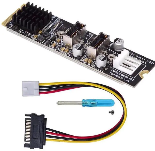 Main image of AJMRTC Dual TypeE 20Pin FrontPanel Socket to M.2 MKey NVMe Adapter Card, USB3.1 10Gbps NGFF Express Converter Board, Convert Motherboard M.2 Slot for Dual USB3.1 TypeE FrontPanel Port Expansion