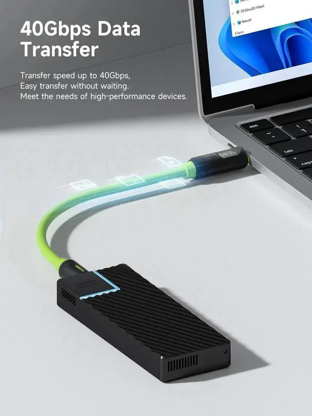 Alt view image 4 of 7 - AJMRTC USB4 Cable, LED Display USBC 240W Fast Charging Cord, 8K@60Hz Video 40Gbps Data Transfer Compatible with Thunderbolt 4/3 for iPhone 17 16 15 Pro Max, iPad, MacBook Pro Air