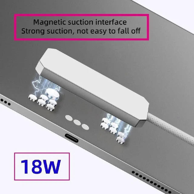 Alt view image 4 of 7 - AJMRTC USBC to Magnetic Smart Connector Charging Cable 2M,18W Fast Charging Alloy Magnetic Charger Cord for iPad Air 10.9" 11" M2 M3 20202025, iPad Pro 11" 20182022 Magnetic Charge Cable