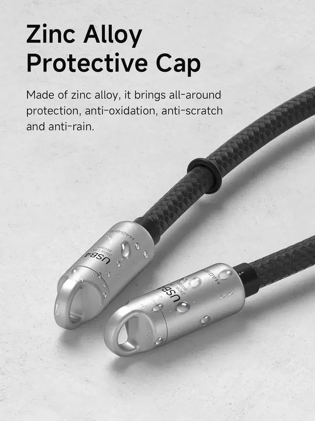 Alt view image 5 of 7 - AJMRTC USB4 Lanyard USBC to USBC Cable 1Ft 30cm Silver, 80Gbps 240W Fast Charging 8K@60Hz Portable Wrist Strap Cord for iPhone 17 16 15 Pro Max, iPad Pro, Thunderbolt 5/4/3, External SSD
