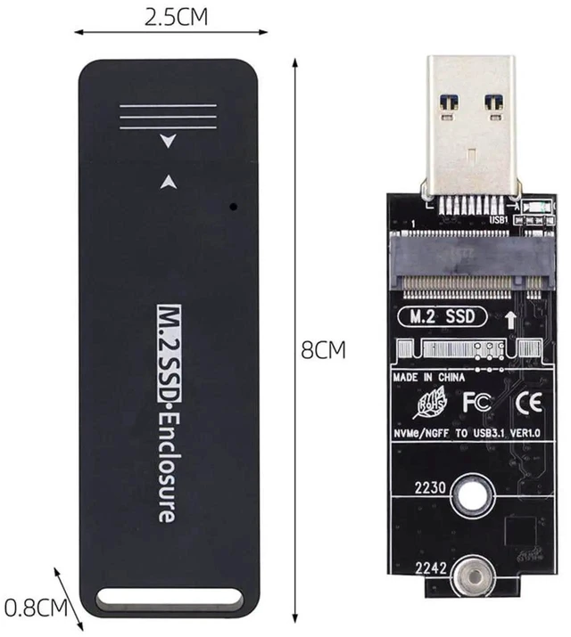 Alt view image 3 of 7 - AJMRTC USB 3.0 to M.2 NVMe MKey & SATA NGFF SSD Adapter PCBA Board, RTL9210B Chipset External Converter for 2230 2242 Size M.2 SSD, Bare Circuit Board Without Enclosure Case