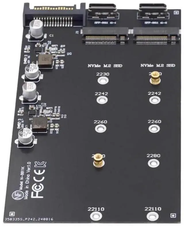 Main image of AJMRTC M.2 to OCuLink Adapter, PCIe NVMe AHCI MKey SSD 2to2 SFF8611 / SFF8612 Expansion Card, Supports 2230 2242 2280 22110mm M.2 SSD for eGPU, External Storage