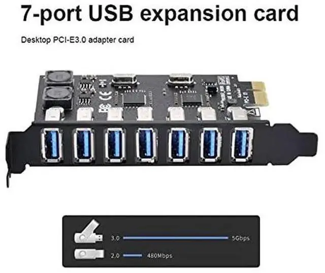 Alt view image 4 of 7 - AJMRTC 7Port PCIE to USB 3.0 HUB Expansion Card, PCIExpress Internal USB3.0 Adapter 5Gbps HighSpeed Hub for Desktop Motherboard, FullHeight Bracket Included