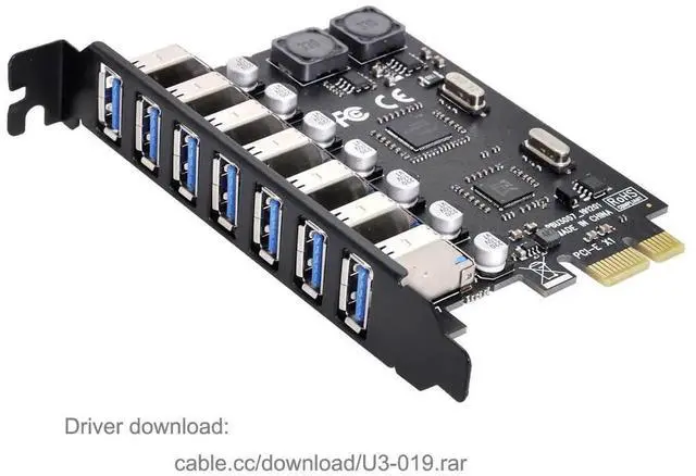 Alt view image 2 of 7 - AJMRTC 7Port PCIE to USB 3.0 HUB Expansion Card, PCIExpress Internal USB3.0 Adapter 5Gbps HighSpeed Hub for Desktop Motherboard, FullHeight Bracket Included