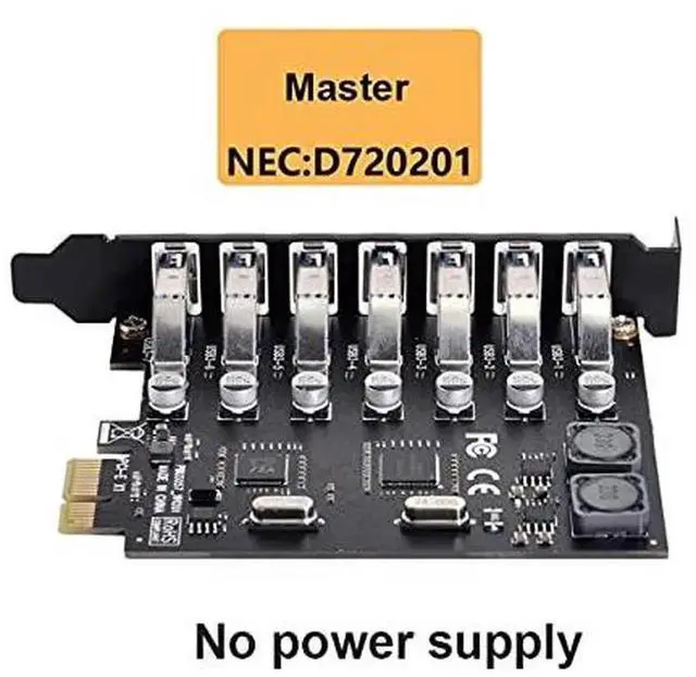 Alt view image 5 of 7 - AJMRTC 7Port PCIE to USB 3.0 HUB Expansion Card, PCIExpress Internal USB3.0 Adapter 5Gbps HighSpeed Hub for Desktop Motherboard, FullHeight Bracket Included