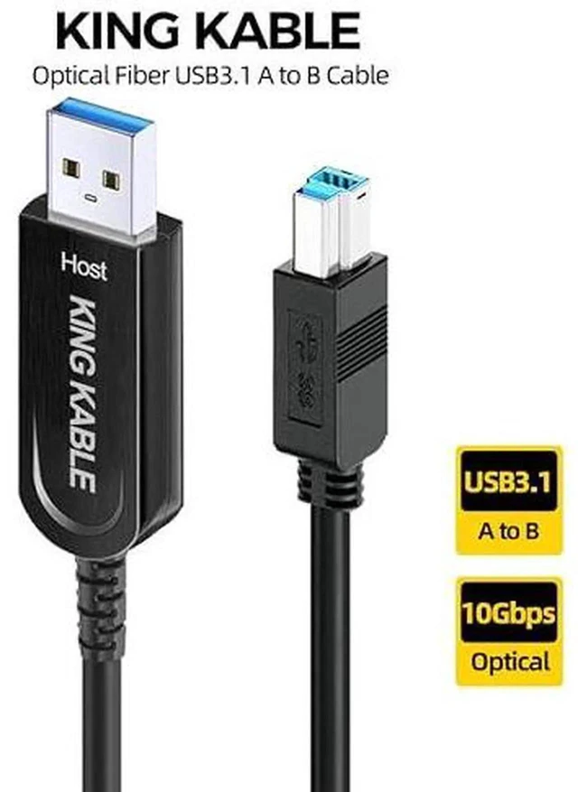 Alt view image 3 of 6 - AJMRTC Fiber Optical USB3.1 Gen2 TypeA to TypeB Cable, 10Gbps HighSpeed Data Cord, Backward Compatible with USB3.0 USB2.0 USB1.1 for Industrial Camera, Scanner, Storage Peripherals