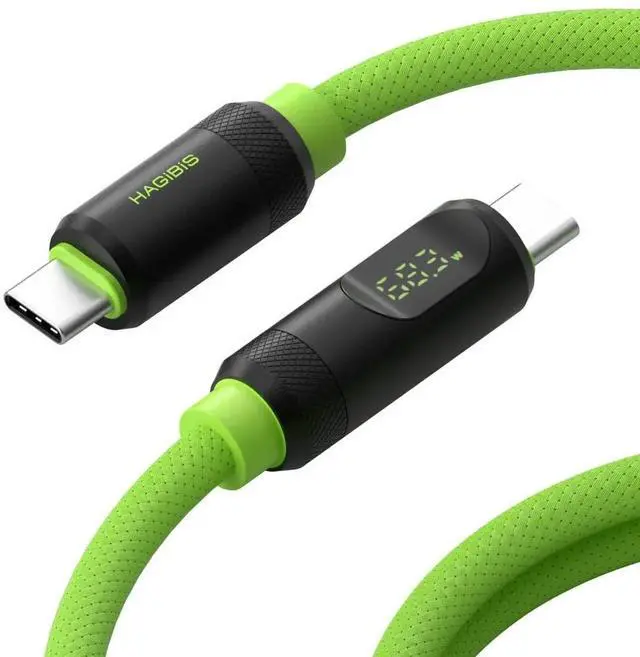 Main image of AJMRTC Braided Green USB4 Cable 3.3FT, LEDDisplay USBC 240W PD Fast Charging Cord,8K@60Hz Video 40Gbps Data Transfer Compatible with Thunderbolt 4/3 for iPhone 17 16 15 Pro Max, iPad, MacBook Pro Ai