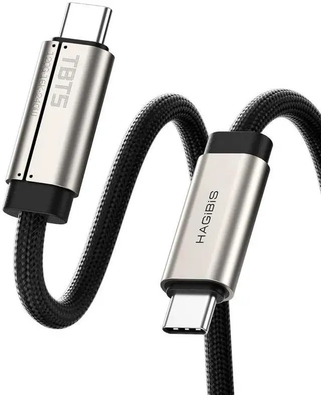 Main image of AJMRTC IntelCertified TBT5 USBC Cable 3.3Ft Titanium,120Gbps Data 240W PD Fast Charging 16K@60Hz Video Cord for Thunderbolt 5/4/3, USB4, iPhone 17 16 15, MacBook, USBC Laptops