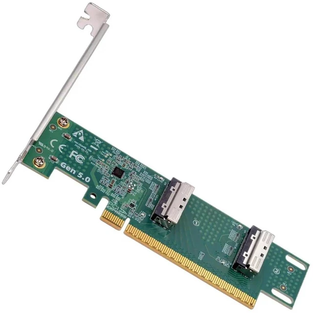 Main image of AJMRTC Dual MCIO 8i SFFTA1016 VROC Adapter, PCIExpress 5.0 x16 Virtual RAID Host Card, Mini Cool Edge IO Expansion for Motherboard NVMe SSD, External GPU Graphics Card, Workstation Server Storage