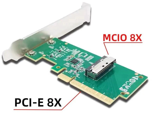 Alt view image 4 of 7 - AJMRTC PCIExpress 5.0 x8 to MCIO 8i SFFTA1016 VROC Adapter, Mini Cool Edge IO Host Expansion Card for Motherboard NVMe SSD, External GPU Graphics Card, Workstation Server Storage Builds