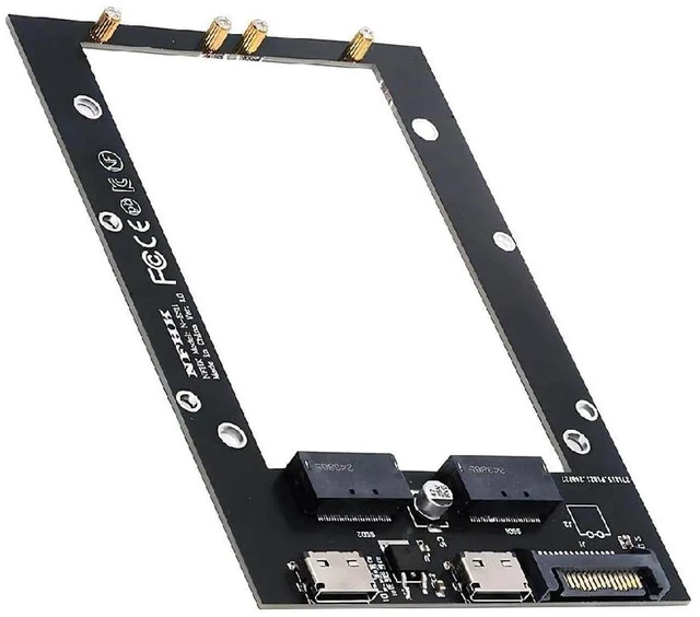 Main image of AJMRTC Dual SFF8612 OCuLink PCIe 4.0 Host Carrier Adapter, Dual GENZ EDSFF Ruler1U Short E1.S SSD with Heatsink, Supports 9.5mm 15mm 25mm Drives, Compatible PM9A3 PM9D3 P5801X for Server Storage Ex