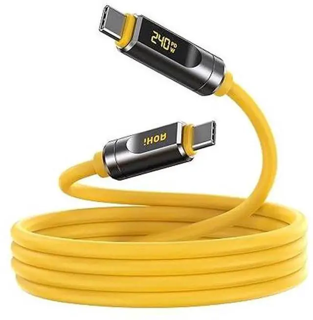 Main image of USB4 2.0 Cable with LED Digital Display 3.3ft, 240W PD3.1 Fast Charging, 80Gbps Data Transfer, Dual 8K Display, The Adonis USB C Cable for MacBook Pro/iPhone 17 Pro Max/Galaxy/SSD/Docking,Yellow
