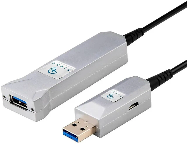 Main image of Fiber Optical USB 3.0 Extension Cable, Male to Female Long USB Cable, High Speed 5Gbps Extender Cord, for Robot, Industrial Machine Vision, Printer, Displayer, Hard Drive, Webcams etc 164FT