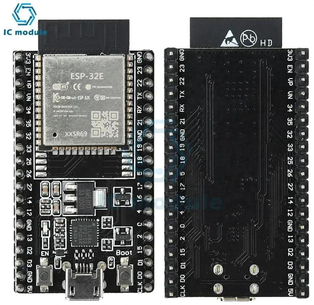 Main image of AJMRTC ESP32DevKitC32E Development Board Module, ESP32E Chip 4Mb Flash with CP2102 Driver Chip, Micro USB ESP32 Board for Arduino, IoT, WiFi Bluetooth Microcontroller Projects