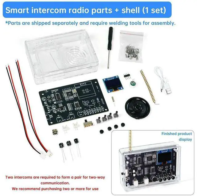 Main image of AJMRTC FM Radio DIY Kit with WalkieTalkie Intercom Function, 0.96" OLED Screen FM Radio Soldering Practice Loose Components for Electronic Learning & DIY Assembly Projects