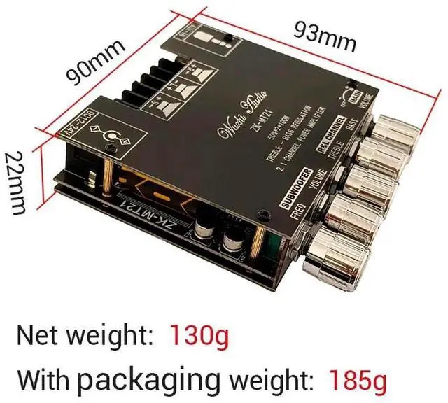 Alt view image 2 of 3 - AJMRTC 2.1 Channel Bluetooth Power Amplifier Module, 100W Subwoofer + 50W×2 HiFi Digital Audio Amp Board, Wireless Bluetooth Audio Receiver Amplifier Board for Home Theater Speakers DIY Audio System