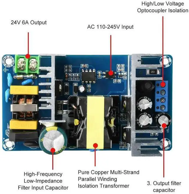 Main image of AJMRTC HighPower Industrial Power Module Bare Board, AC 110245V DC 199346V to DC 12V 6A StepDown Power Supply Module, Isolated ACDC Buck Converter Bare Circuit Board for Industrial Equipment DIY