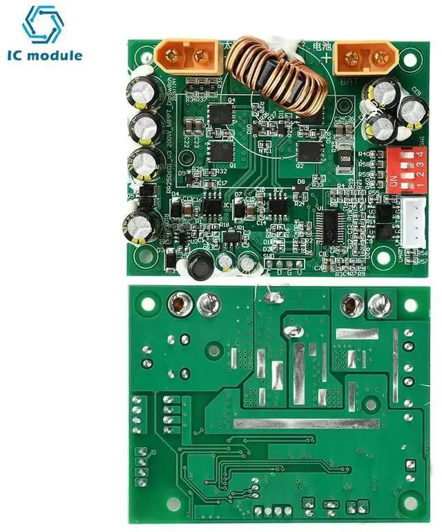 Alt view image 3 of 3 - AJMRTC 100W MPPT Solar Charge Controller, 12V 24V Solar Energy System Regulator with DIP Switch for Voltage and String Count Selection, Solar Panel Charging Controller for OffGrid Solar Power DIY Ene