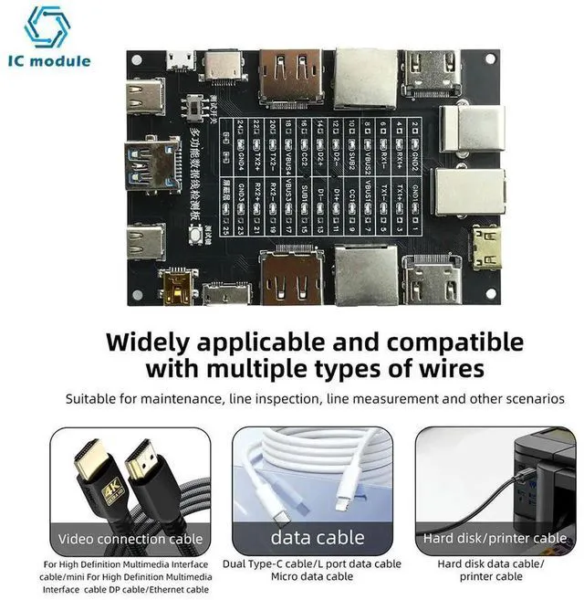Alt view image 3 of 3 - AJMRTC Multifunctional Data Cable Tester Module, Comes with CR1220 Battery, Continuity & Sequence Detection Tool for Ethernet LAN, USB, Printer Cables, DIY Cable Repair Testing Circuit Board Module