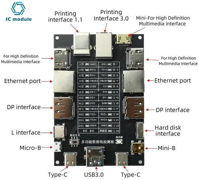 Alt view image 2 of 3 - AJMRTC Multifunctional Data Cable Tester Module, Comes with CR1220 Battery, Continuity & Sequence Detection Tool for Ethernet LAN, USB, Printer Cables, DIY Cable Repair Testing Circuit Board Module