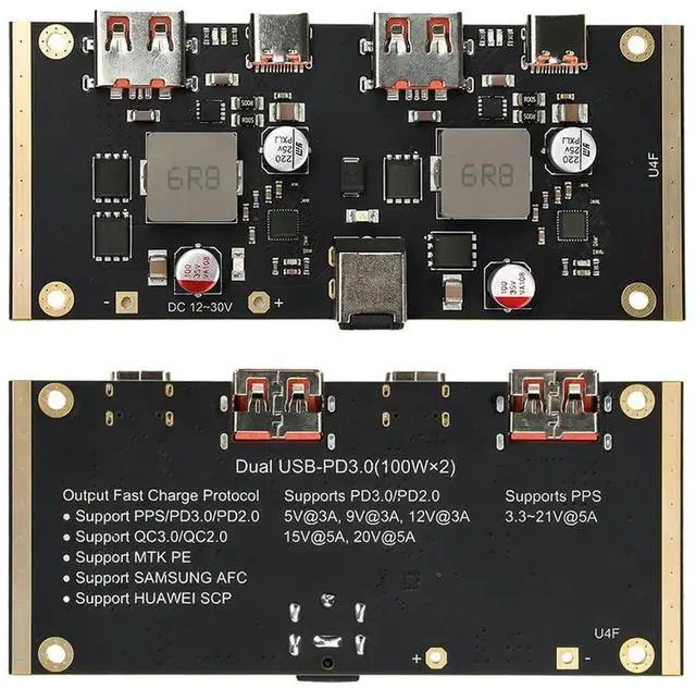 Main image of AJMRTC 100W Intelligent MultiProtocol Fast Charging Module, PD QC SCP AFC VOOC Quick Charger Circuit Board, HighPower USB Fast Charge Power Board for DIY Charging Station Projects