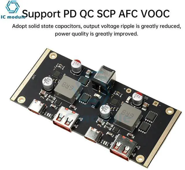 Alt view image 2 of 3 - AJMRTC 100W Intelligent MultiProtocol Fast Charging Module, PD QC SCP AFC VOOC Quick Charger Circuit Board, HighPower USB Fast Charge Power Board for DIY Charging Station Projects