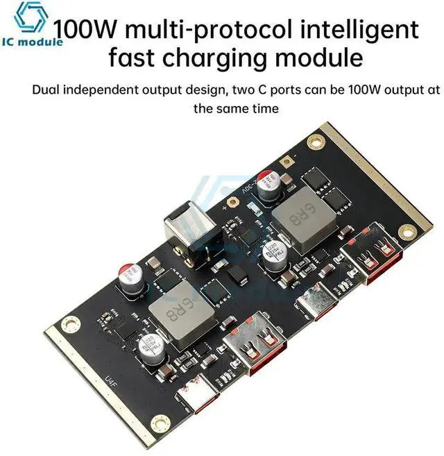 Alt view image 3 of 3 - AJMRTC 100W Intelligent MultiProtocol Fast Charging Module, PD QC SCP AFC VOOC Quick Charger Circuit Board, HighPower USB Fast Charge Power Board for DIY Charging Station Projects