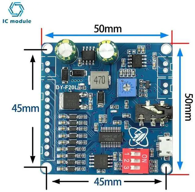 Alt view image 3 of 6 - AJMRTC DYF20L 9Channel LowLevel Trigger Voice Playback Module, DC 635V Wide Voltage 20W ClassD Audio Amplifier Board, Offline Voice Prompt Module for Industrial Site, Exhibition and DIY Sound Pro