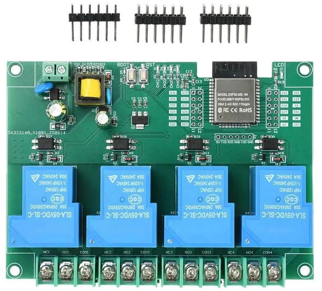 Main image of AJMRTC ESP32 Development Board 4Channel BT Relay Module, AC 220V 30A 4 Way Relay Control Board, Bluetooth Wireless Switch Module, Supports Secondary Development for Home Automation DIY IoT Project