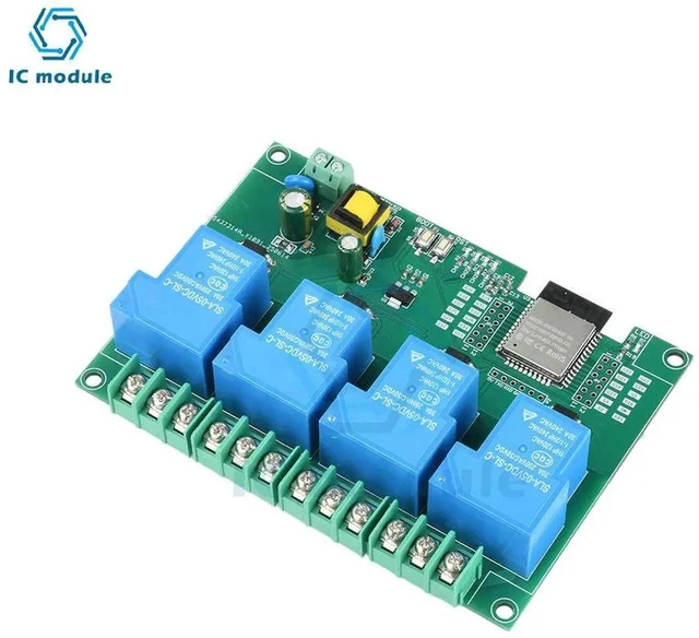 Alt view image 3 of 3 - AJMRTC ESP32 Development Board 4Channel BT Relay Module, AC 220V 30A 4 Way Relay Control Board, Bluetooth Wireless Switch Module, Supports Secondary Development for Home Automation DIY IoT Project