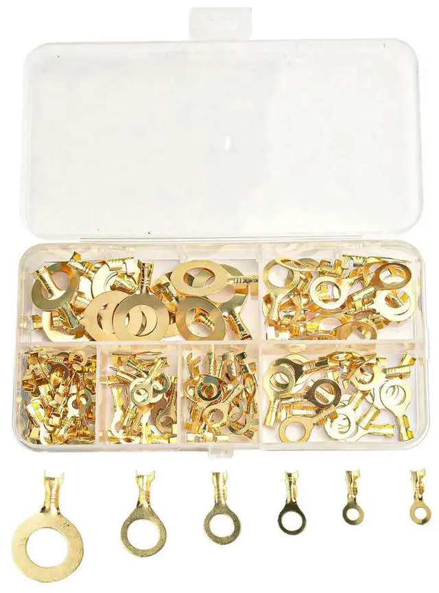 Alt view image 3 of 3 - AJMRTC Ring Cable Lugs, 10.0mm Hole Wire Connectors, 20Pcs Copper Ring Terminals for Electrical Wire Crimp Connection, Assorted Sizes Available, Real Color May Vary, Slight Measurement Deviation Exist