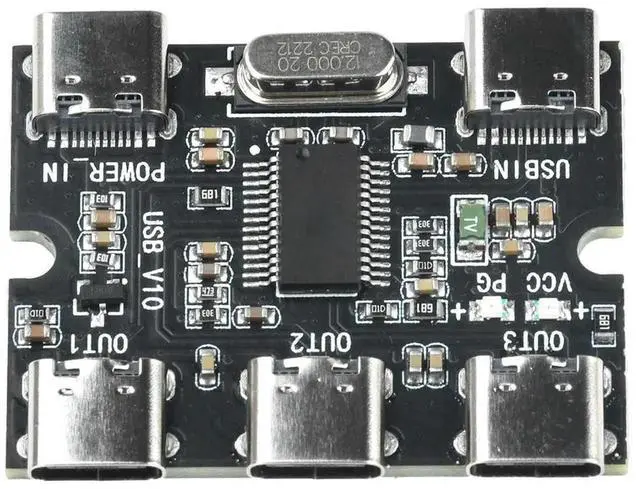 Alt view image 2 of 3 - AJMRTC USB Expansion Board, 1In 3Out USB HUB Module with Independent Power Supply Port, USB Splitter Expansion Kit for Industrial Control, Embedded System, DIY Electronic Project